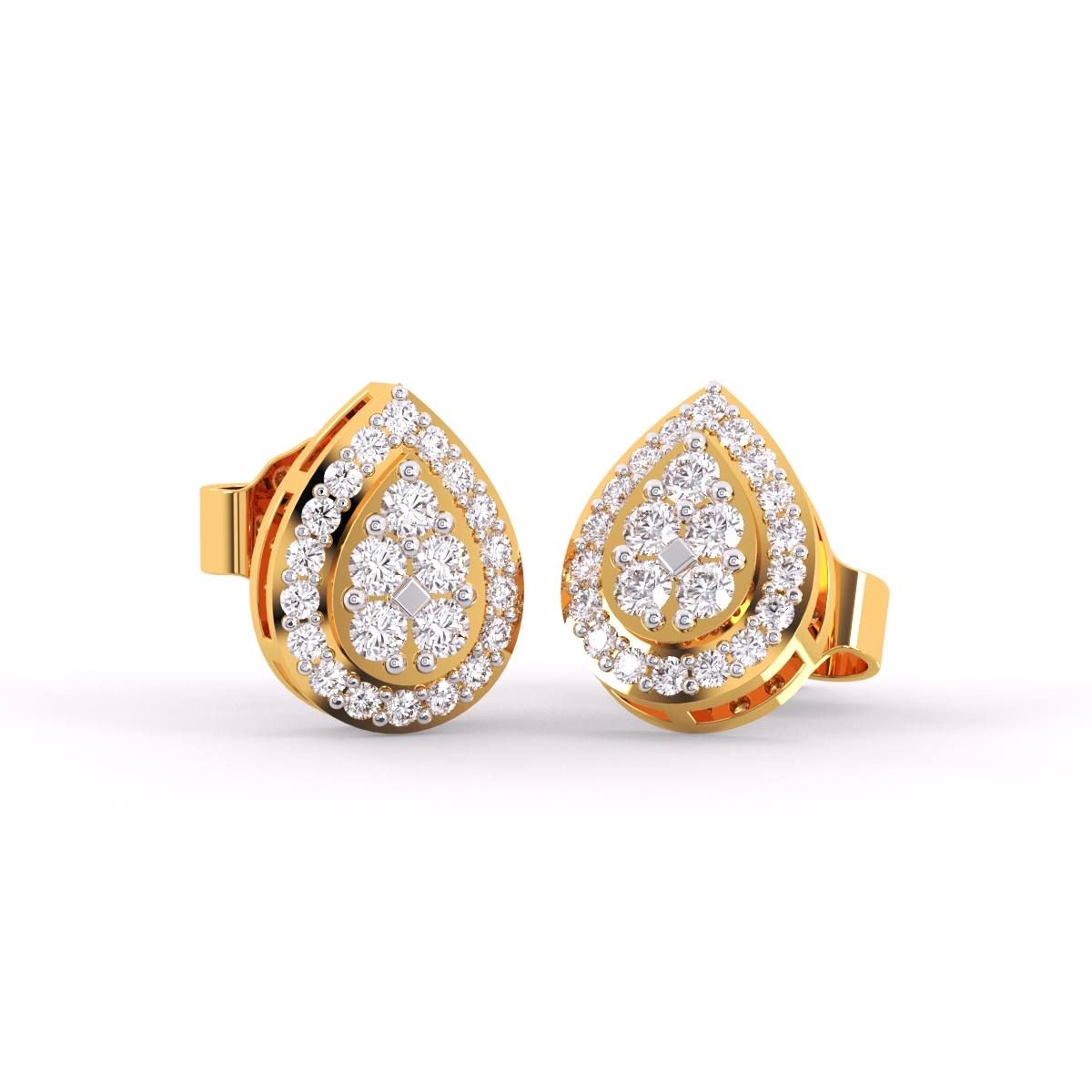 Pear Shape Diamond Halo Stud Earrings